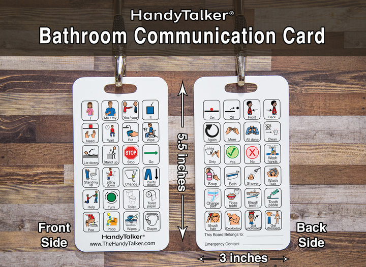 HandyTalker® Bathroom AAC Portable Device, Waterproof picture communication board.