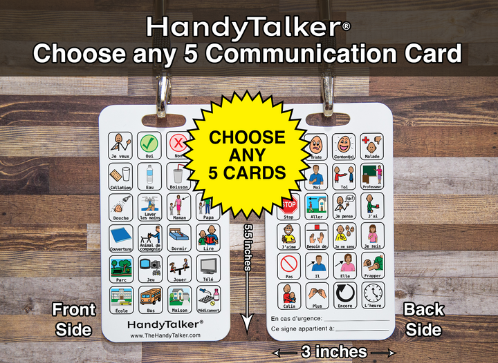 HandyTalker® Choose any 5 cards AAC Portable Device, Waterproof picture communication board.