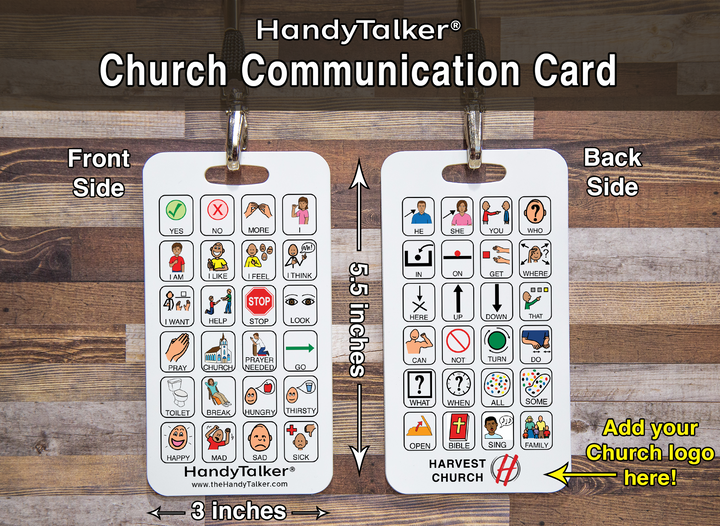 HandyTalker®  Church Communication card, AAC Portable Device, Waterproof Picture communication board.