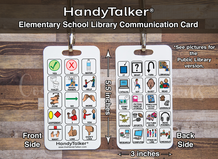 HandyTalker® Library Communication Core Board! AAC Core Board for Library Communication. Non Verbal Communication aid.