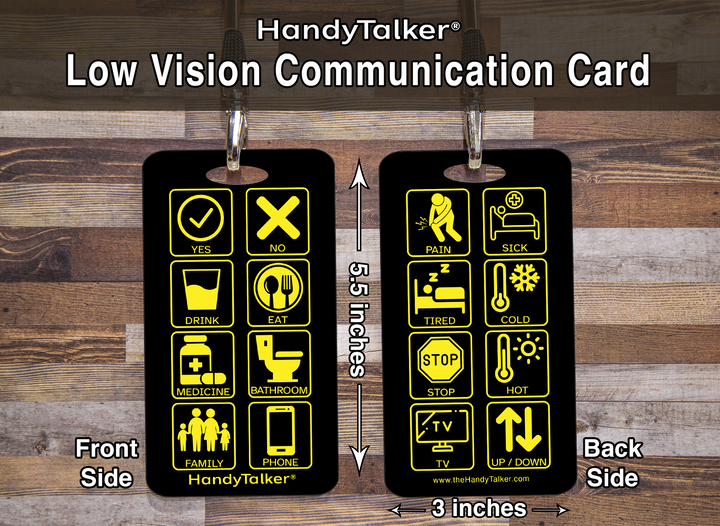 HandyTalker® Low Vision basic needs AAC Portable Device, Waterproof picture communication board