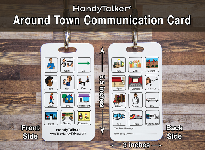 HandyTalker®  Around Town AAC Portable Device, Waterproof Picture communication board.