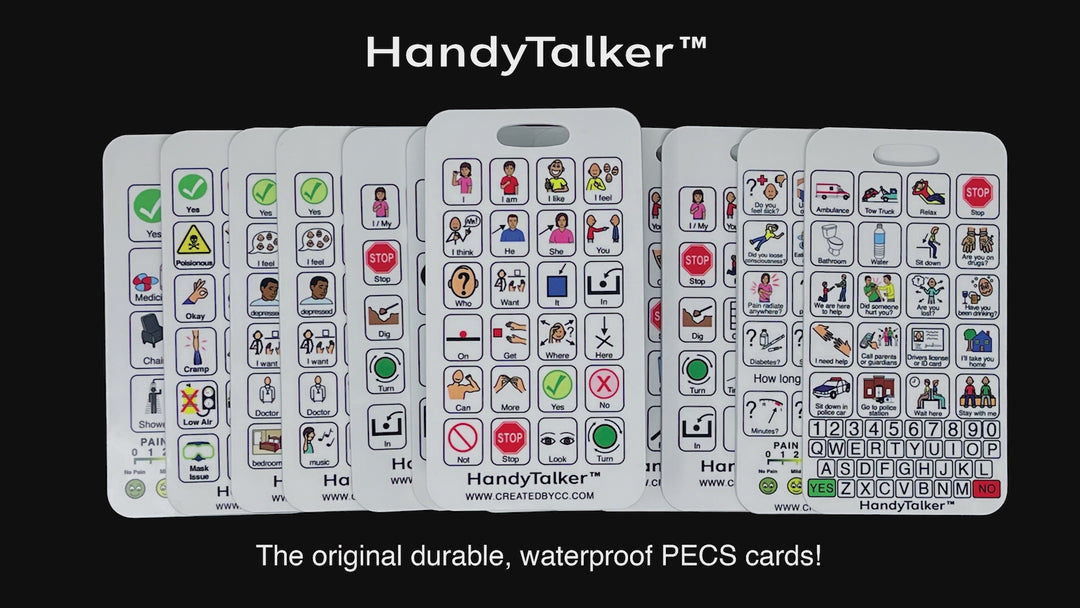 HandyTalker®  Horse Therapy Communication card, AAC Portable Device, Waterproof Picture communication board.